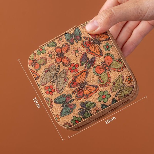 Caja De JoyeríA PortáTil Ligera Vintage Cajas De Almacenamiento Para Pendientes Estuche Para Pendientes Collares Anillos Organizador Cuadrado Con Cremallera-image