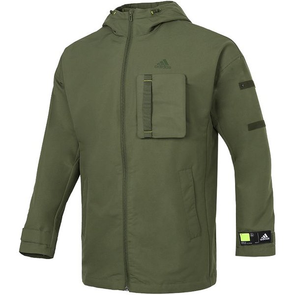 Kurtka Z Kapturem Tkana Adidas MęSka Odzież Wierzchnia Zielona GP0990 M Gray-image