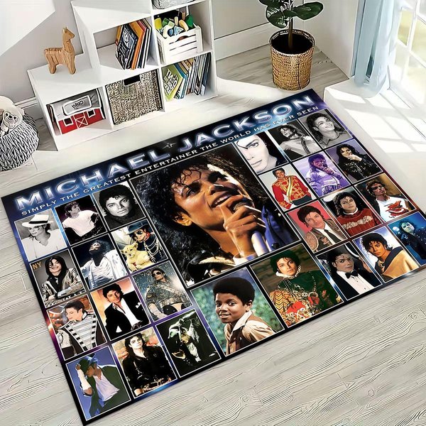Modny Dywan Artystyczny MJ Michael Jackson KróL Popu Do Sypialni Salonu Kanapy Domu Mata WejśCiowa Dekoracja, DużA AntypośLizgowa Mata PodłOgowa Dla Dzieci 40X60Cm( 15X23In )-image