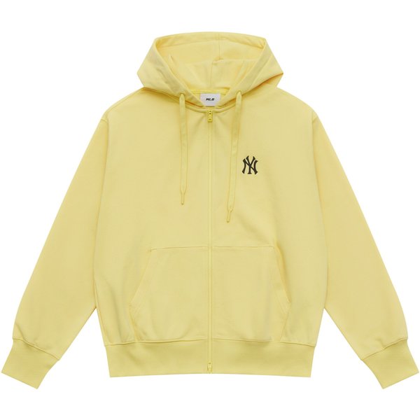 MLB New York Yankees Seria Podstawowa SS25 Jednolity Kolor Wszechstronny Wygodny Codzienny MięKki Logo Bluza Z Kapturem Na Zamek Bluza Z DłUgim RęKawem 3ATRB0151-50YEL XL Beige-image