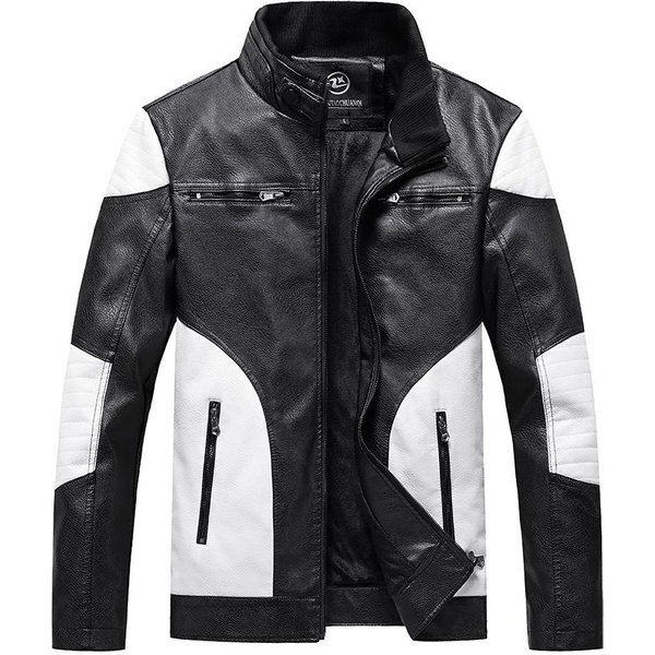 Nueva Chaqueta De Terciopelo Para Hombre De Cuero Primavera Y OtoñO Casual Estilo Coreano Cuello Mao Chaqueta De Cuero PU Tendencia 2XL Gray-image