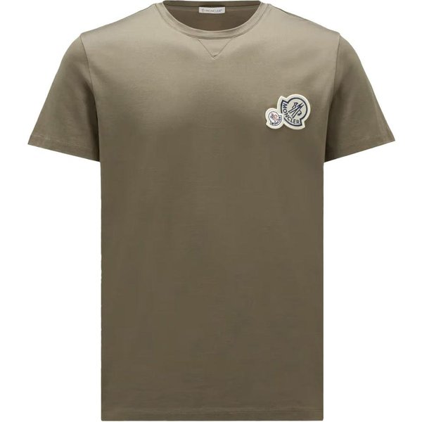 Camiseta De Manga Corta Ajustada Con Cuello Redondo Y Logo Moncler Para Hombre Tops Verde K1-091-8C00076-8390Y-823 XL Gray-image