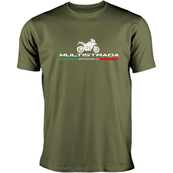 Camiseta Para Fans De Motocicleta Italian Multistrada 100% AlgodóN Cuello Redondo Manga Corta Verano Casual Para Hombre Streetwear XL Gray-image