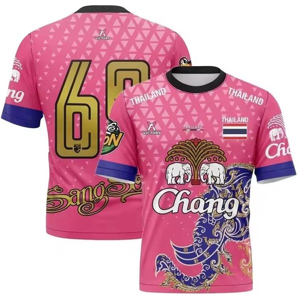 Lato Tajlandia SłOń Chang Koszulki Z Nadrukiem 3D MęSka Odzież Uliczna Harajuku Casual Moda Y2K Koszulka Z KróTkim RęKawem Dekolt O T-Shirty Topy 6XL Pink-image