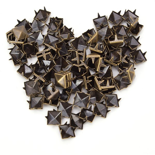 100 PCS 9MM Remaches Cuadrados De LatóN Cobre Ropa Zapatos Bolso Accesorios Para DecoracióN De Cuerobronce De Bronce Antiguo-image