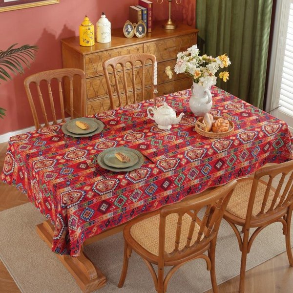 Mantel Rectangular Jacquard Estilo Pastoral Colorido Cubre Mantel Comedor Tela Hotel Hogar Decorativo A Prueba De Polvo 140X180Cm-image
