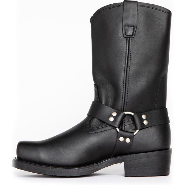 Botas De Cuero Estilo Vaquero Vintage Para Hombre, Botas De Caballero Con Punta Cuadrada, Estilo BritáNico, Botas De Media Pantorrilla Con Hebilla, Botines De TacóN Medio, Botas De Montar Para Exteriores, Talla Grande 7 Negro-image