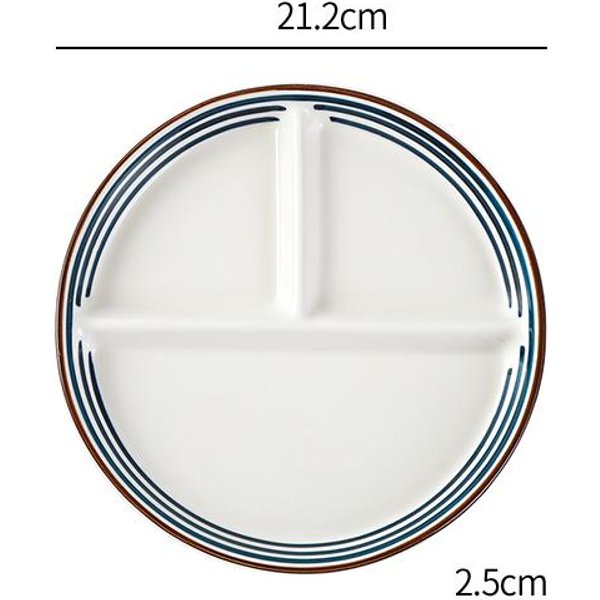 JapońSki Ceramiczny Talerz Z PrzegróDkami, Domowy Talerz Obiadowy Na Owoce I Warzywa, OkrąGłY, Podszkliwny, OddzielająCy KrążEk, Zastawa StołOwa-image