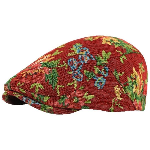 Modny Kapelusz Beret Z Haftem Kwiatowym Casualowy Regulowany Kapelusz Z Daszkiem Retro Kapelusz Malarski Brown-image