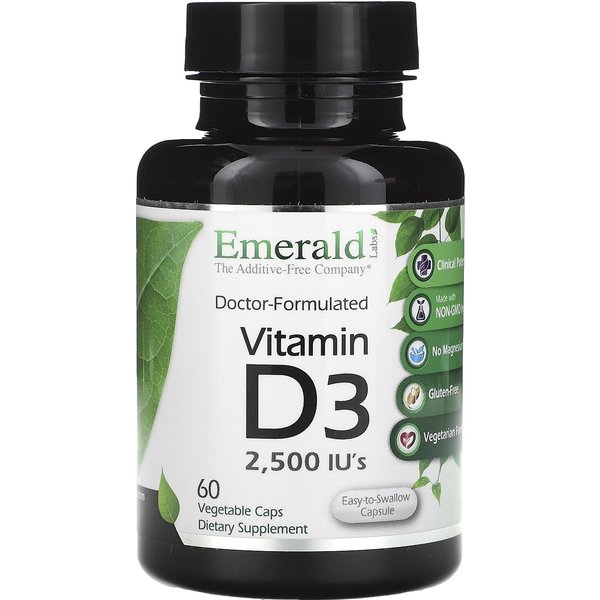 Emerald Laboratories, Vitamina D3, 2,500 Ui, 60 CáPsulas Vegetales-image