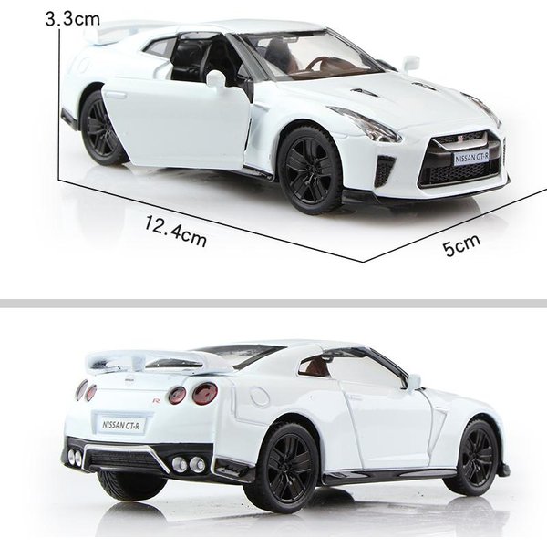 Skyline JDM Nissan GTR R35 Supercoche SimulacióN Diecast Y VehíCulo De Juguete Coche De FriccióN RMZ City 1:36 Regalos Modelo De AleacióN Para NiñOs Black-image
