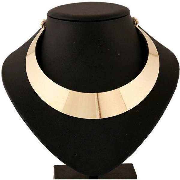 Venta Collar Grueso De Color Dorado Estilo Punk, Maxi Gargantilla, JoyeríA, Collares Llamativos Para Mujer, Collares 2015-image