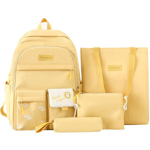 Mochila Escolar Para Estudiantes De Primaria Y Secundaria Mochila Para TutoríAs VersióN Coreana De Cuatro Piezas Mochila PequeñA Fresca De Gran Capacidad Mochila Escolar Para Estudiantes Gray-image