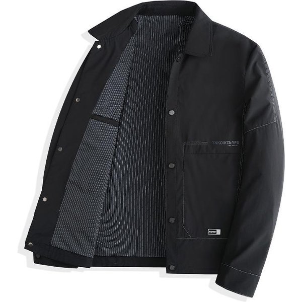 Chaqueta De Solapa Para Hombre OtoñO Corta Tendencia De Moda Abrigo Ropa De Primavera Y OtoñO Para Papá De Mediana Edad 4XL Black-image