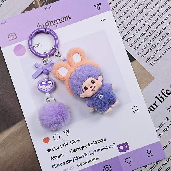 Llavero Colgante De Peluche De Dibujos Animados Monchhichi Adorable Colgante De Mono De Peluche Adorno Para Cadena De TeléFono Colgante De Bolso PequeñO De Peluche Monchhichi Gray-image