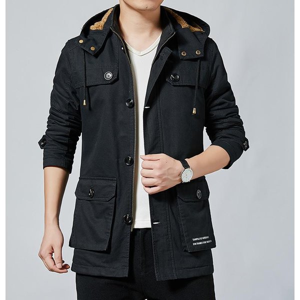 Nueva VersióN Coreana De Chaqueta Casual Para Hombre De OtoñO E Invierno, Gabardina Mediana Y Larga De AlgodóN Puro Lavado, Apilada Y Gruesa Para Hombre 5XL-image