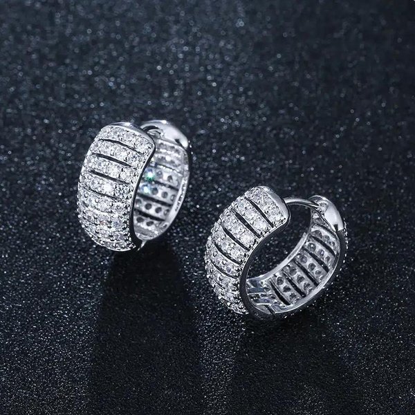 Pendientes De Aro Brillantes Con Circonita CúBica Huitan De Moda Para Mujer JoyeríA Diaria PortáTil Moda Dama Noble Accesorios Delicados Regalo Gray-image