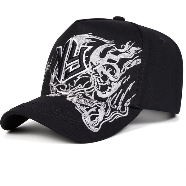 Unisex Czapki Baseballowe Z Haftem PłOmień Wiosna Jesień Outdoor Regulowane Codzienne Czapki Kapelusz PrzeciwsłOneczny Czapka Sportowa Czarny-image