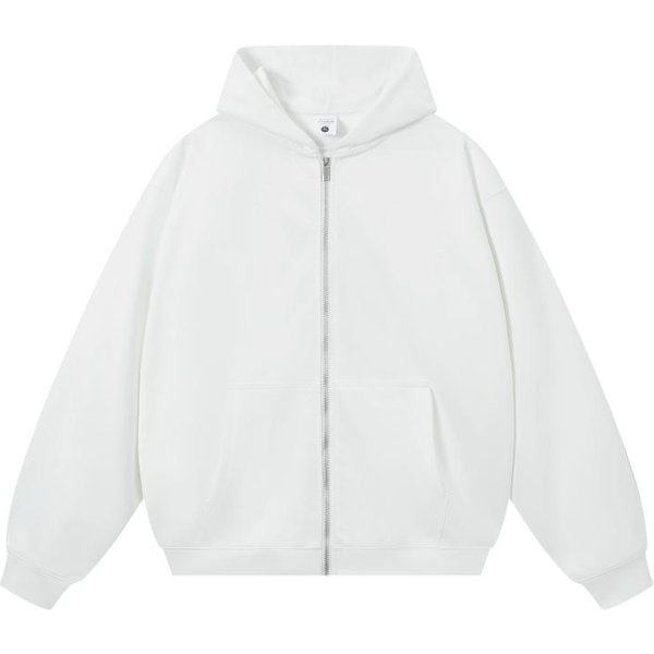 Sudadera Con Capucha Y Cremallera Para Hombre Y Mujer, Ajuste Holgado, OtoñO Invierno, Gruesa, Deportiva Casual, CáRdigan XXL White-image