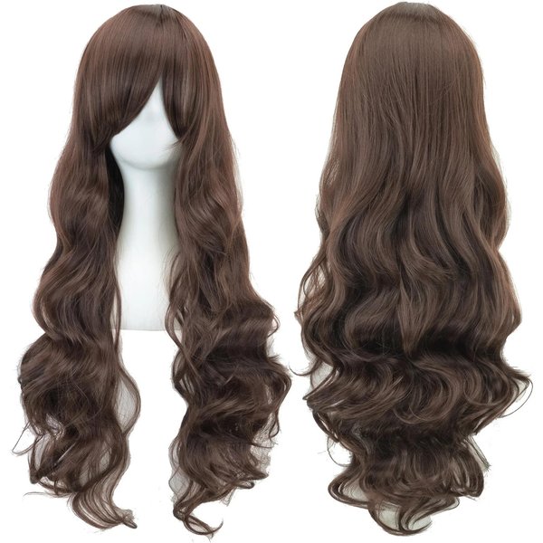 Cabello SintéTico Largo Rizado Pelucas De Disfraz Pieza De Cabello Rosa Blanco Cabello De Fiesta Peluca De Cosplay De Anime Para Mujeres 32Inches-image