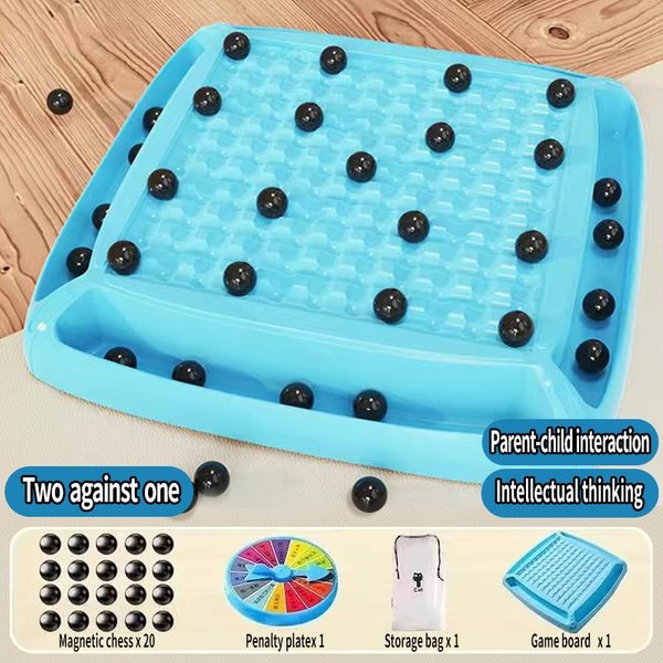 Mesa De Ajedrez Sensible Al Magnetismo Juguetes Rompecabezas Infantil Juego De Piezas MagnéTicas Juego Interactivo Padres E Hijos Juguetes De Ejercicio LóGico Blue-image