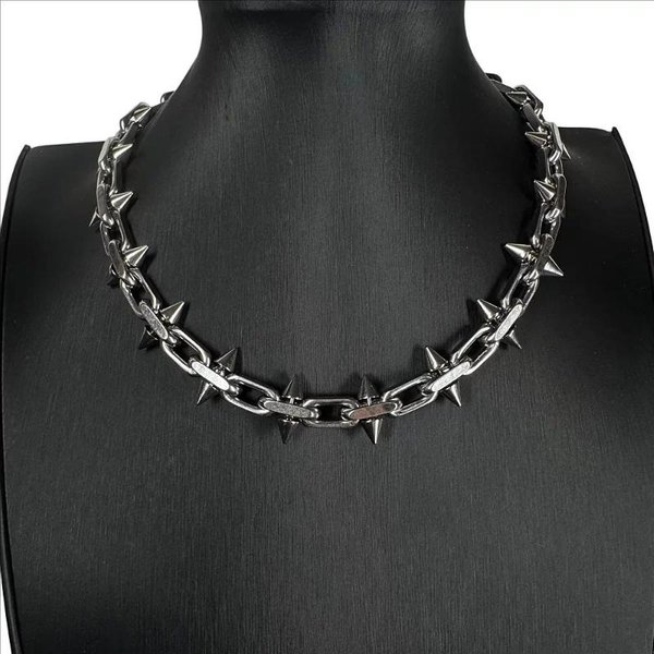 Naszyjniki Z Kolcami Hip-Hop Gotycki Punkowy Styl Kolczasty ŁAńCuch ObrożA Choker Dla MężCzyzn Kobiet DziewcząT BiżUteria Akcesoria A1 Black-image