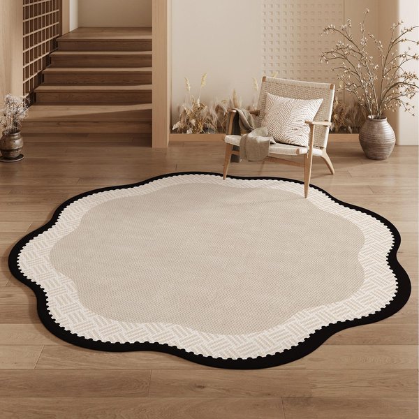 Francuski Styl Retro Dekoracja Sypialni Dywan Jasny Luksusowy Dywany Do Salonu Zmywalna Mata PodłOgowa Do Pokoju Dziennego AntypośLizgowy MięKki Dywan Do Gabinetu 100X100Cm-image