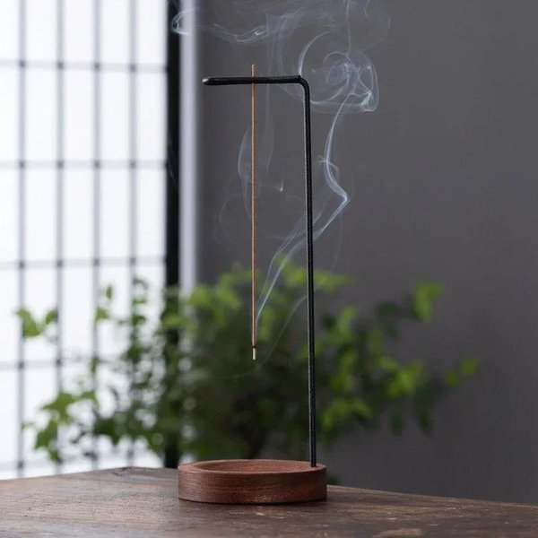 Quemador De Incienso De Madera Maciza Estilo Chino Inspirado En El Zen DecoracióN Interior Para El Hogar Quemador De Incienso Colgante Invertido-image
