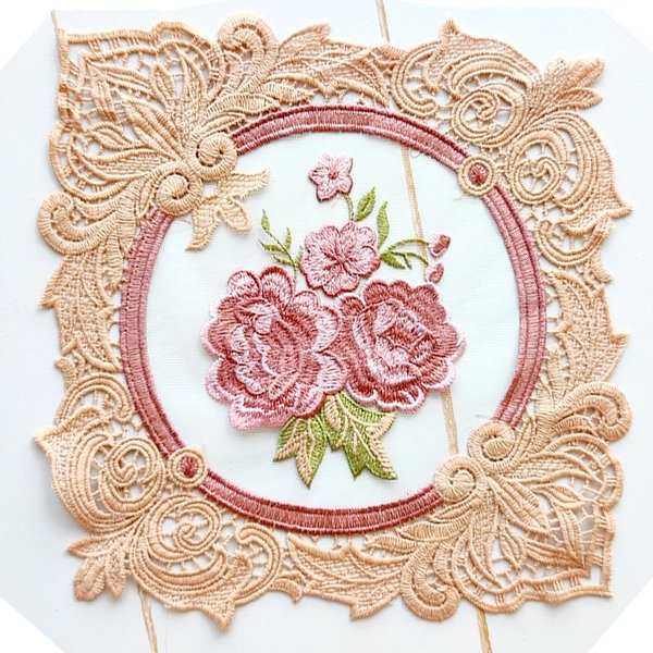 Nuevo Mantel Individual De Malla Ovalada Con Bordado De Flores De Rosas, Mantel Individual De Tela, Mantel Individual, DecoracióN Y Accesorios Para Mesa De Cocina NavideñA Oval 19X25Cm-image