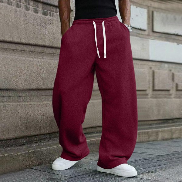 Pantalones De CháNdal Para Hombre Con CordóN, Ajuste Holgado, Joggers Casuales Para El Uso Diario M Vino-image