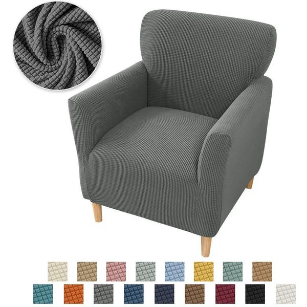ŻAkardowy Pokrowiec Na Fotel Typu Tub Chair Elastyczny Spandex Pokrowce Na Fotel Klubowy AntypośLizgowe Pokrowce Na Sofę Jednoosobową Do Gabinetu, Baru, Salonu Gray-image