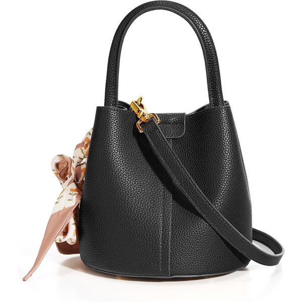 Bolso De Cubo De Textura De Cuero De Alta Calidad Para Mujer VersáTil Moda Gran Capacidad Bandolera Bolso De Mano Cesta De Verduras Negro-image