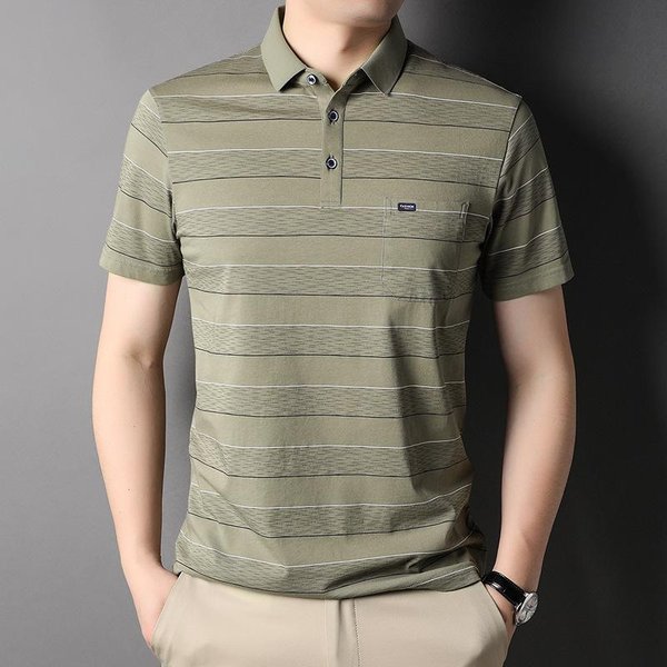 MęSka Koszulka Polo Z KróTkim RęKawem, Cienka, Biznesowa, Swobodna, Letnia Mieszanka BawełNy, MęSka Koszulka Dla Taty XL Black-image