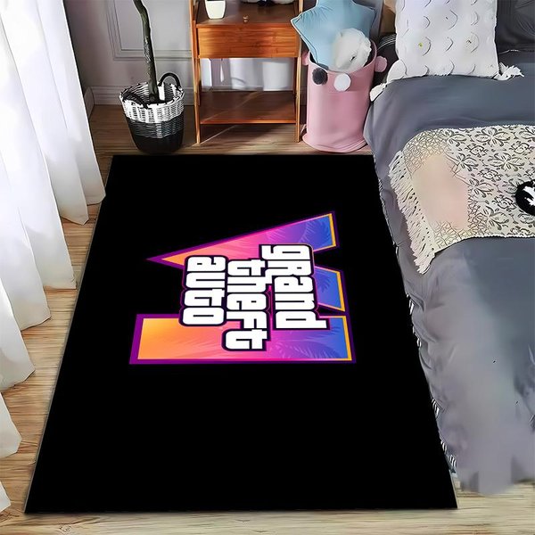 Alfombra Con Logo De Grand Theft Auto Para Jugadores Adecuada Para Usar Como Alfombrilla De Juego Antideslizante Para SofáS De Sala De Estar Y Dormitorio 60X90Cm( 23X35In )-image