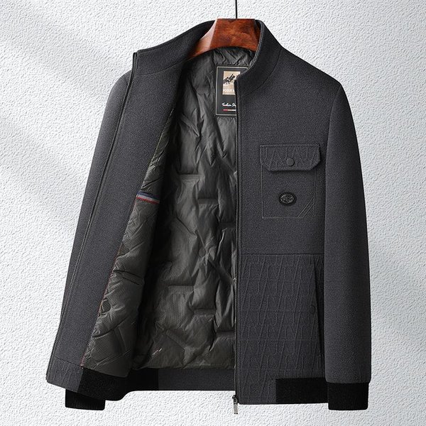 Chaqueta De Plumas OtoñO E Invierno Nueva Chaqueta Para Hombre Chenel Engrosada Para Mediana Edad A Prueba De FríO Chaqueta CáLida Para Hombre Papá 4XL Gris-image