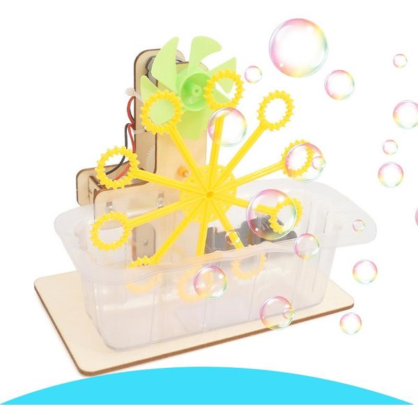 Juguetes Stem MáQuina De Burbujas DIY Kits De Materiales De Montaje Modelo Experimento CientíFico Educativo Para Estudiantes Juguetes De TecnologíA Para NiñOs Yellow-image