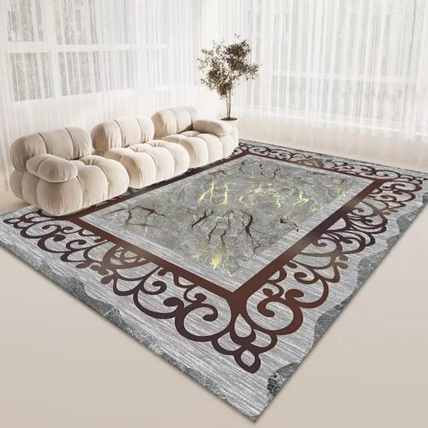 Alfombra Dorada De Lujo Para Sala De Estar, Sofá, Mesa, Alfombra Antideslizante, Suave, De Franela, Lavable, Para Mesita De Noche. 160*230Cm-image