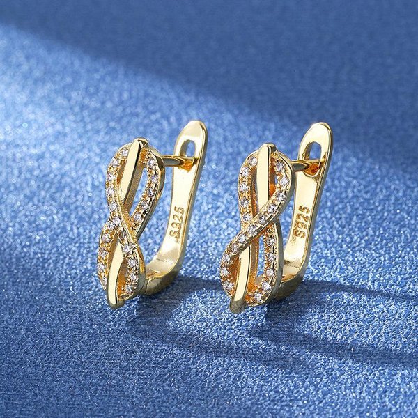 1 Par Nuevo Moda Lucky 8 Infinito Pendientes De Clip Pendientes Colgantes Para Mujeres NiñAs Color Oro JoyeríA Mejores Regalos Plata-image