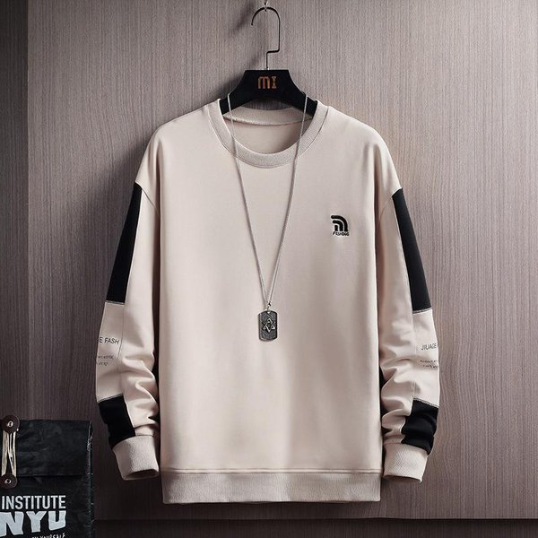 Sudadera Para Hombre Estilo Coreano, Cuello Redondo, Moderna, Holgada Y VersáTil, De Primavera, Nueva Camiseta De Manga Larga, Top Informal Personalizado. 4XL Black-image