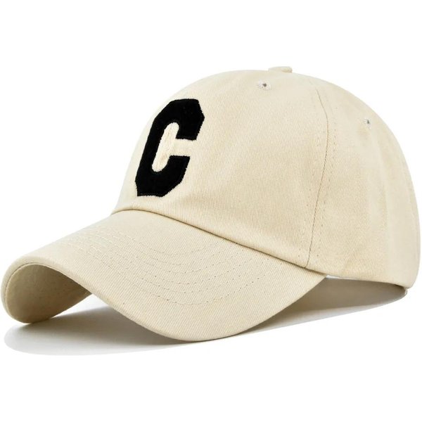 Nowa Modna Czapka Baseballowa MięKki Daszek Litera C Letnia Czapka PrzeciwsłOneczna Damska 100% BawełNa Daszki Czapki MęSkie Haftowana Czapka Z Daszkiem Adult(56-58Cm) Beige-image