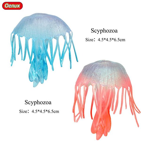 Oenux Modelo Animales Marinos Medusa Estrella De Mar AnéMona De Mar Coral Figuras De AccióN Acuario PVC Miniatura Educativo Juguete Para NiñOs Regalo Blue-image
