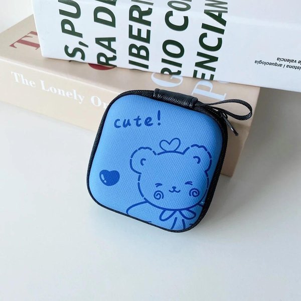 Cartoon Mini Zipper Twardy Futerał Na SłUchawki PrzenośNe Etui Na SłUchawki Douszne Torba Do Przechowywania SłUchawek Ochronny Organizer Na Kable USB-image