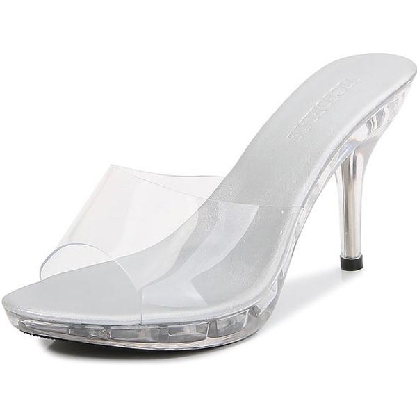 Seksowne Klapki Damskie Buty Letnie Damskie SandałY Klapki Dla Kobiet Striptizerki Obcasy Impreza Platforma Szpilki Damskie Buty 42 White-image
