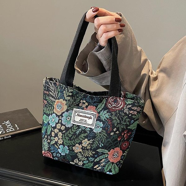 Bolso Floral De Gran Capacidad Para Mujer Nuevo Bolso Cruzado Trendy Y A La Moda Para Mujer Nicho Ins VersáTil Bolso De Mano De Un Hombro Gray-image