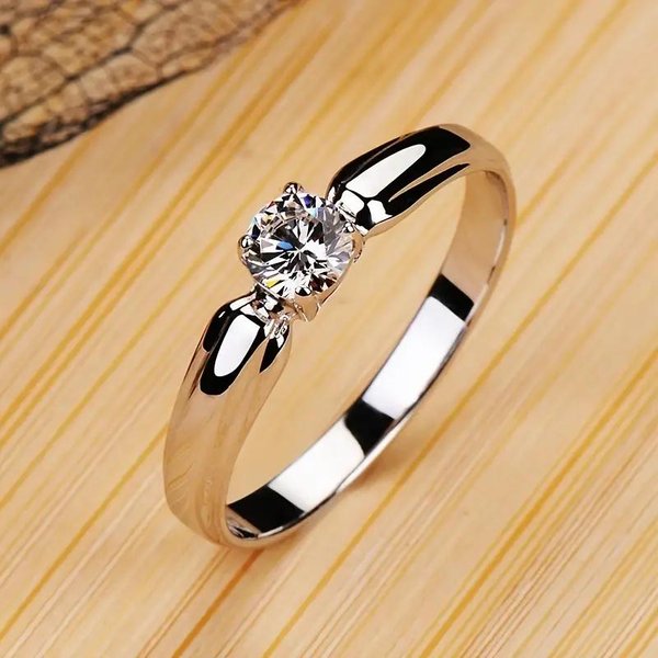 Anillos Huitan De Circonita CúBica Redonda Individual Para Mujer, Ideales Para Compromisos Y Bodas. Accesorios Sencillos Y Elegantes. JoyeríA De Moda. 6-image