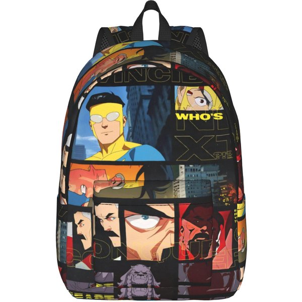 Mochila De CóMic Invencibles Para Hombres Mujeres Casual Escuela Secundaria Negocios Mochila Diaria Bolsas De Lona Para PortáTil Exterior 15 Inches Black-image