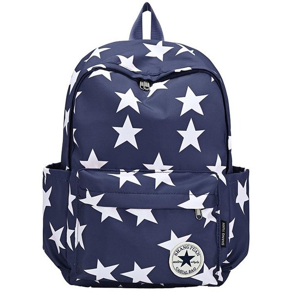 Mochila Escolar Mochila Estudiante Universitario Estampado De Estrellas Mochila De Gran Capacidad VersáTil Mochila Escolar Para Estudiantes Alto Valor Linda Mochila Escolar De Estrellas Azul-image