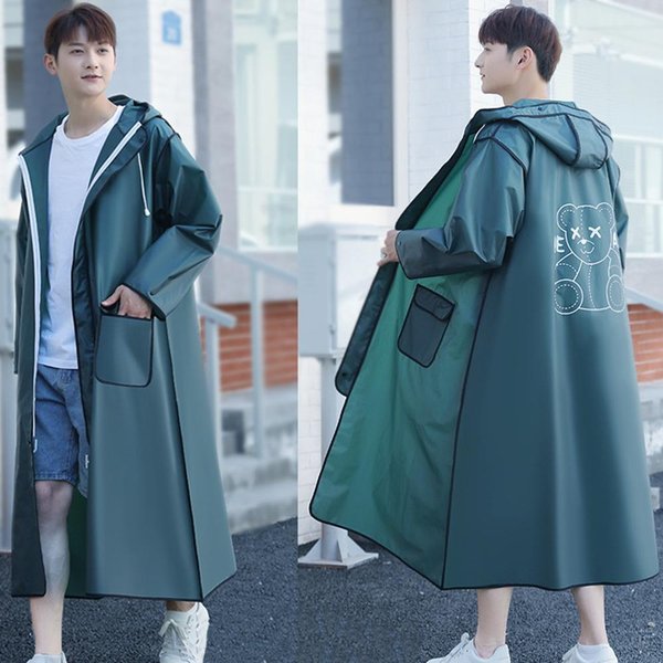 Chubasquero Largo Grueso De EVA Para Adultos Con Capucha Para Hombres Y Mujeres, Impermeable, Poncho Para Exteriores, Chaqueta, Viaje, Camping, Pesca, Ropa Impermeable XXL Verde-image
