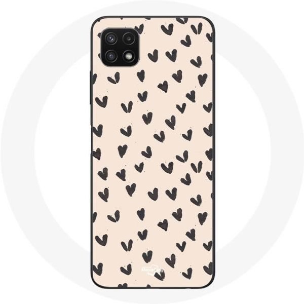 Coque Pour Samsung Galaxy A22 5G Fond De Texture Abstraite Coeurs Noirs-image