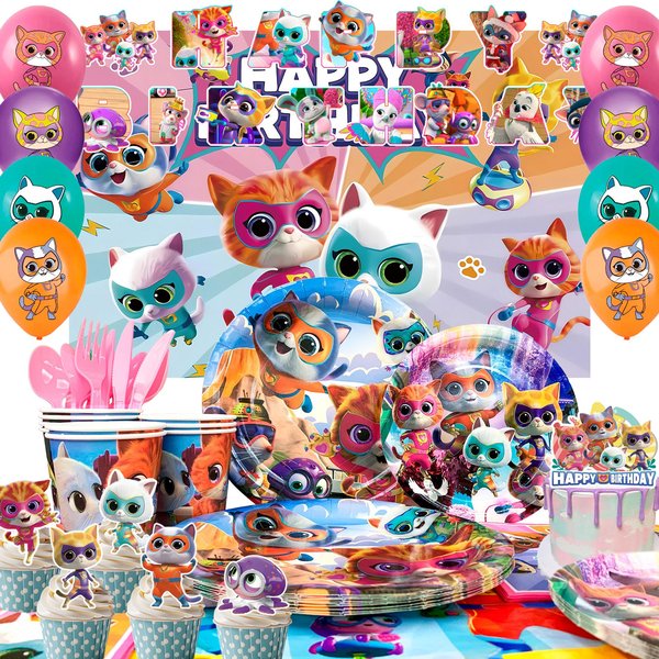 112 Piezas Decoraciones De Fiesta De CumpleañOs De Dibujos Animados, Accesorios De Dibujos Animados-Fondo De Dibujos Animados Platos Globos Etc Suministros Para Fiesta Para Recuerdos Y DecoracióN De CumpleañOs De Dibujos Animados Azul/Color Rosa-image